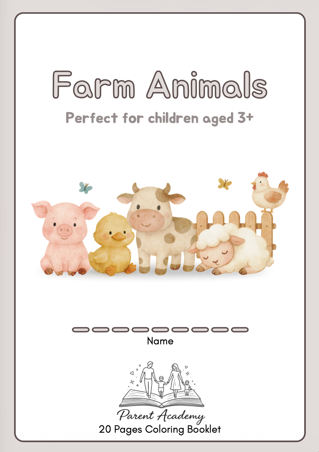 Farm Animals Coloring Booklet 3+ (20 Pages)